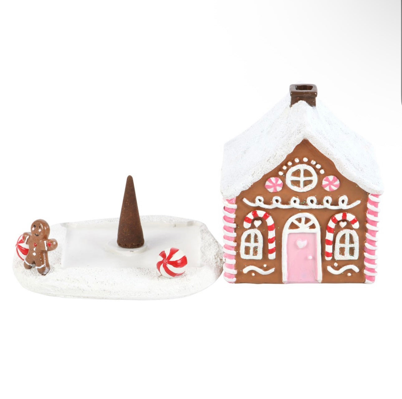 PINK GINGERBREAD HOUSE INCENSE CONE BURNER