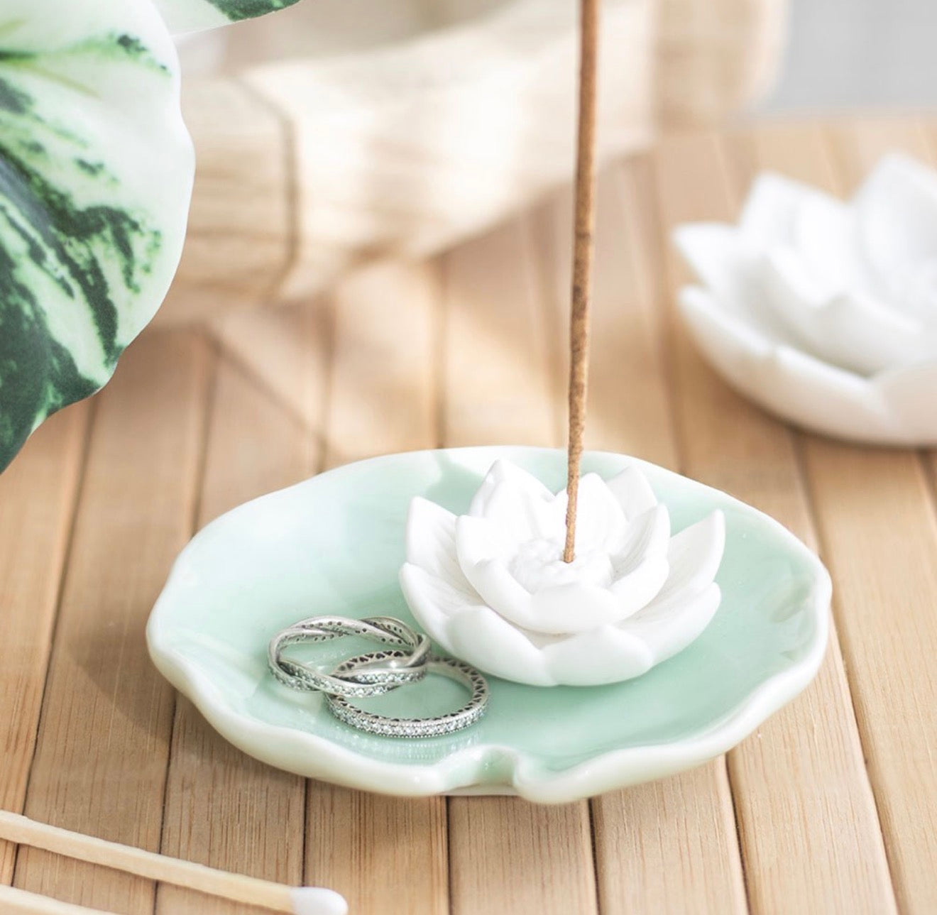LOTUS FLOWER INCENSE STICK HOLDER AND TRINKET DISH