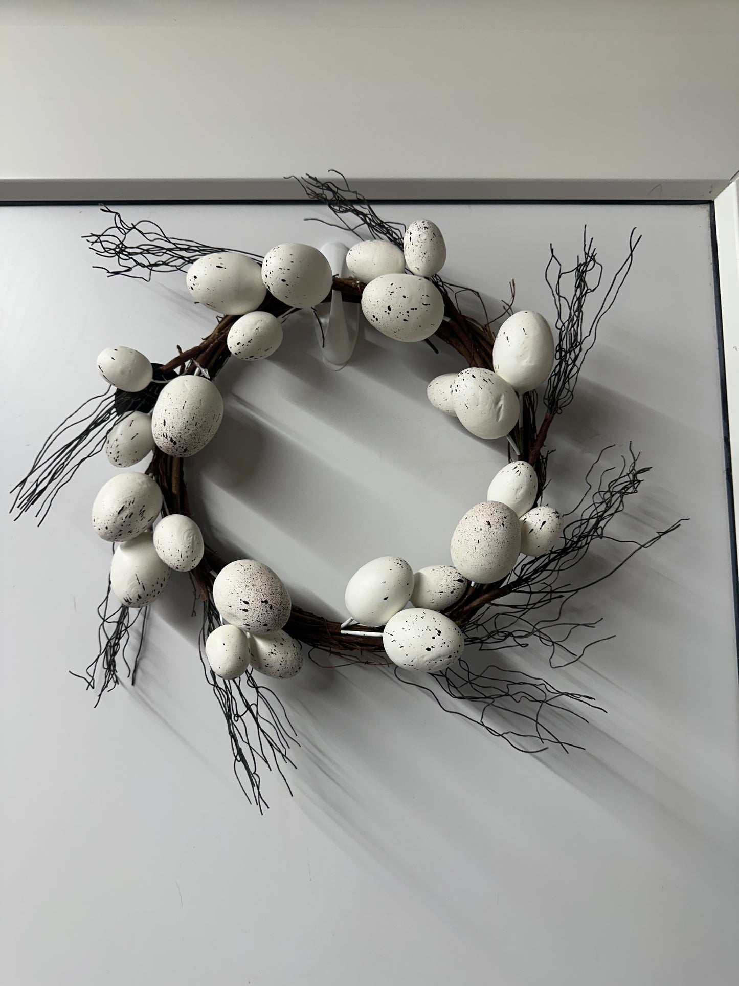 WHITE EASTER EGG WREATH, 36CM