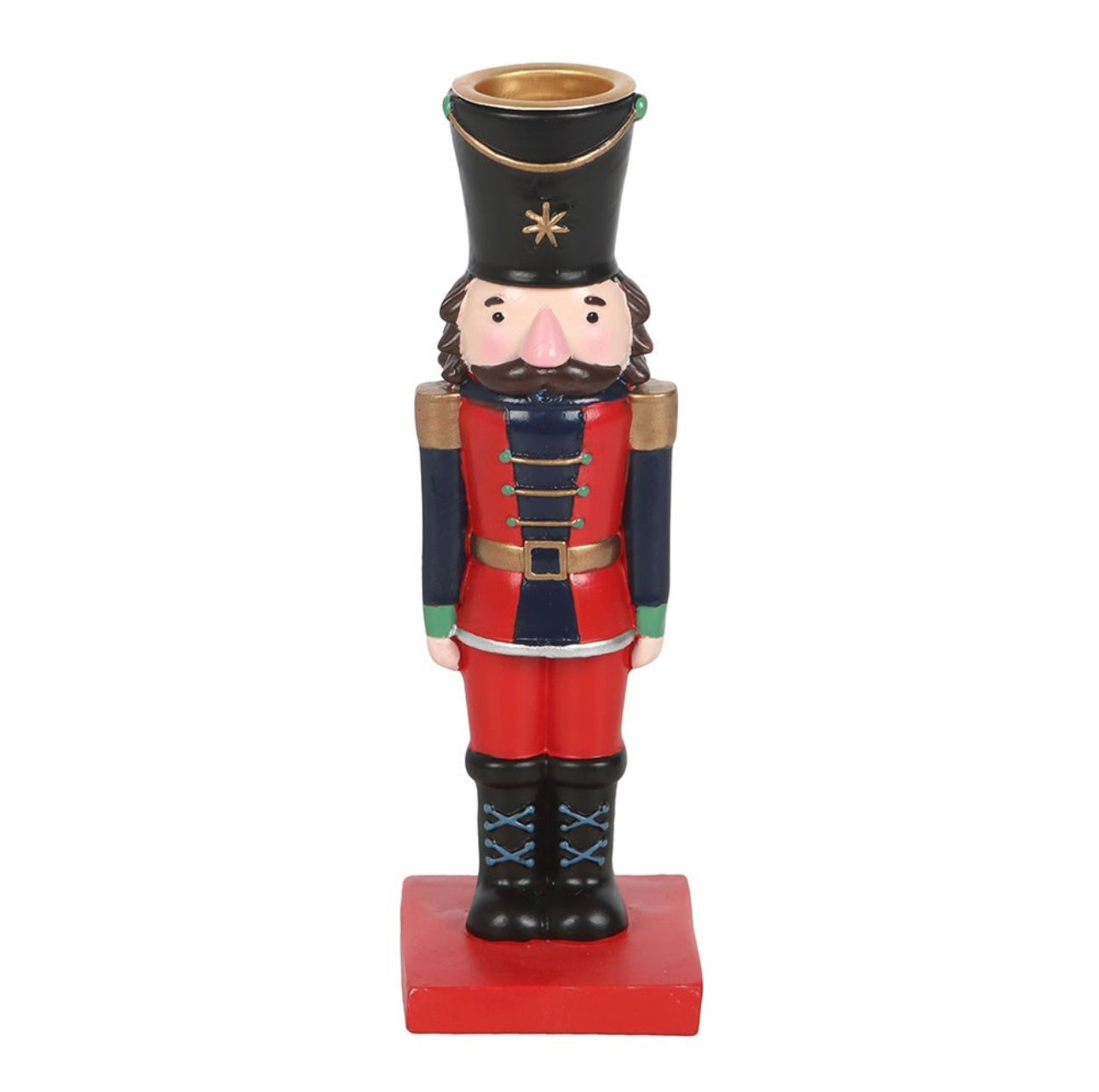 NUTCRACKER TAPER CANDLE HOLDER AND STRIPED CANDLE
