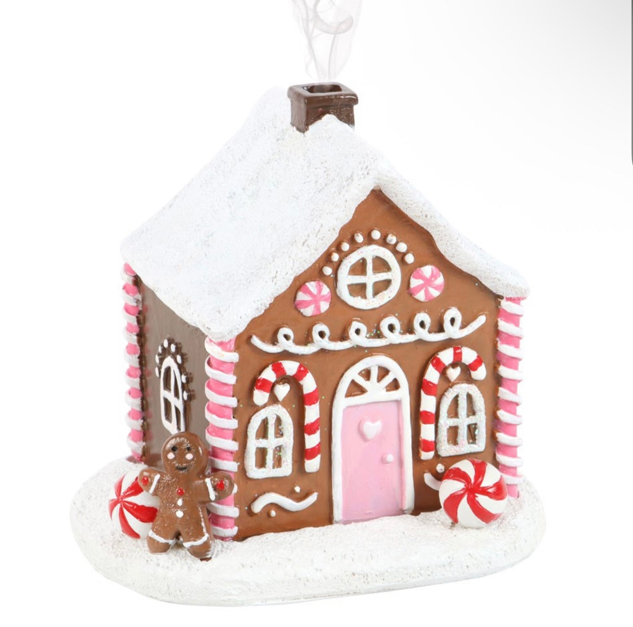 PINK GINGERBREAD HOUSE INCENSE CONE BURNER