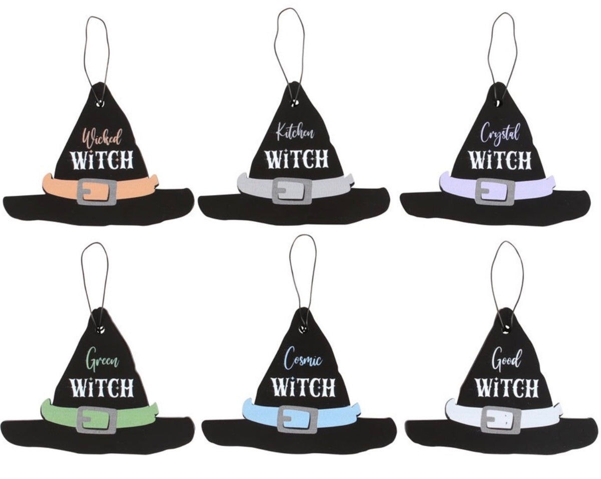 SET OF 6 WITCH HAT MINI SIGNS HALLOWEEN WITCHY DECOR
