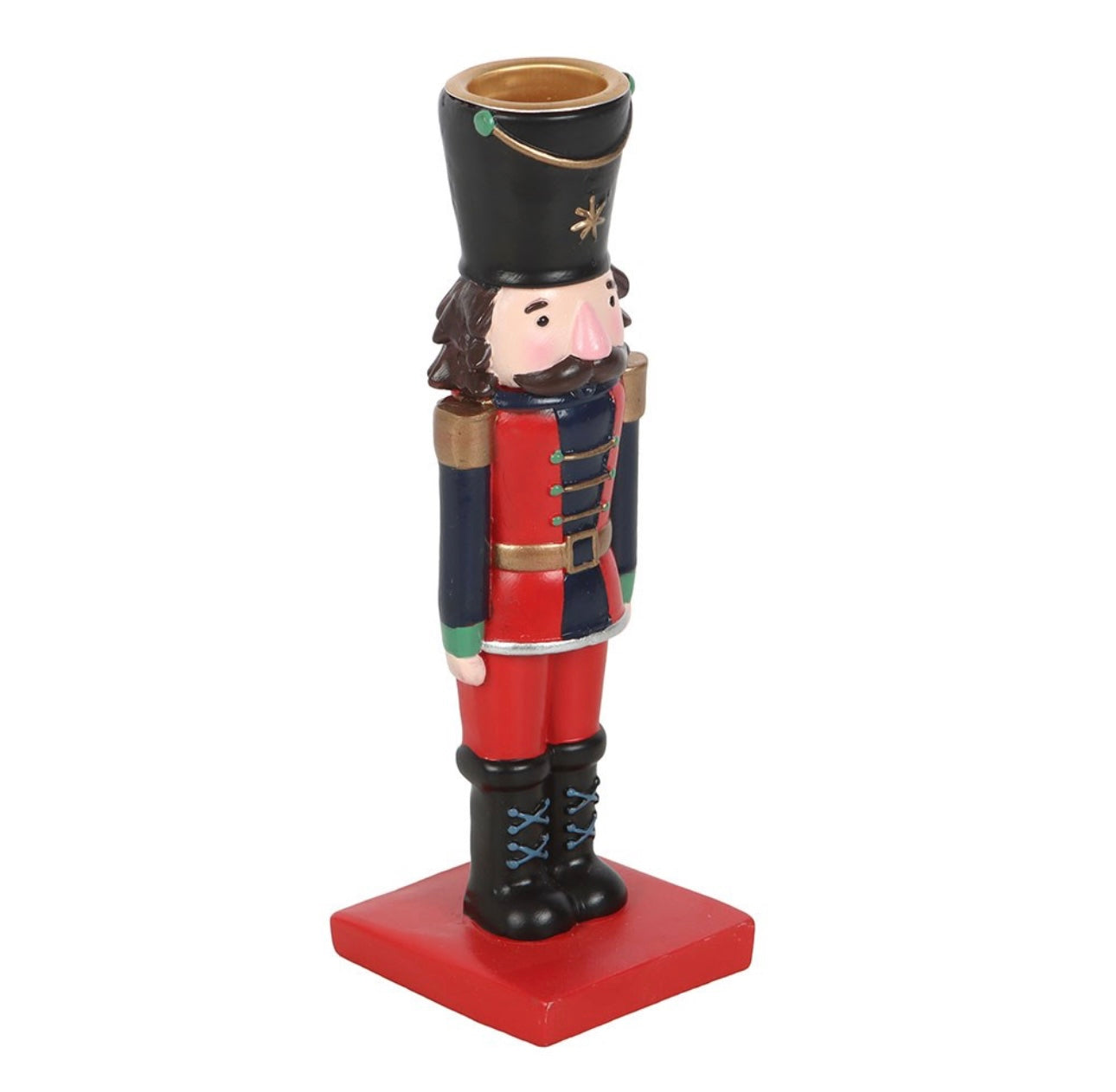 NUTCRACKER TAPER CANDLE HOLDER AND STRIPED CANDLE