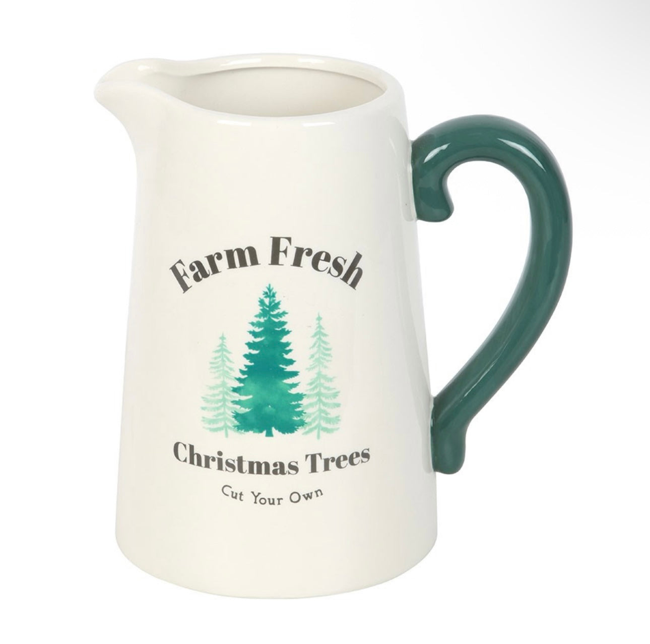 FARM FRESH CHRISTMAS TREES CERAMIC FLOWER JUG