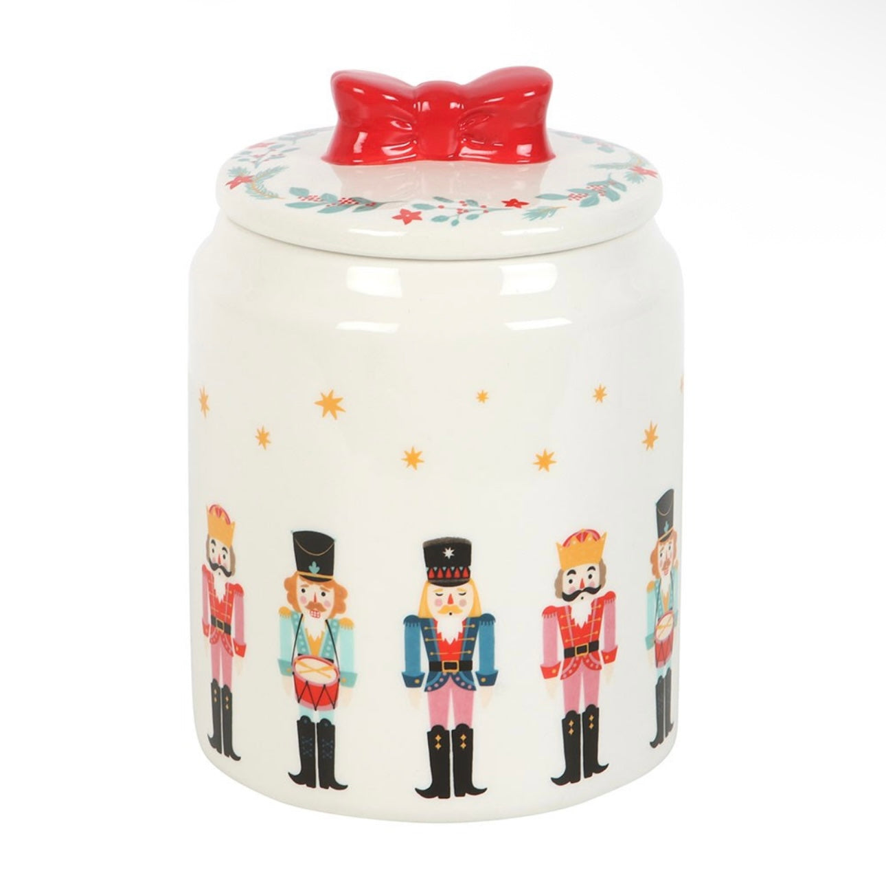 NUTCRACKER STORAGE JAR WITH BOW