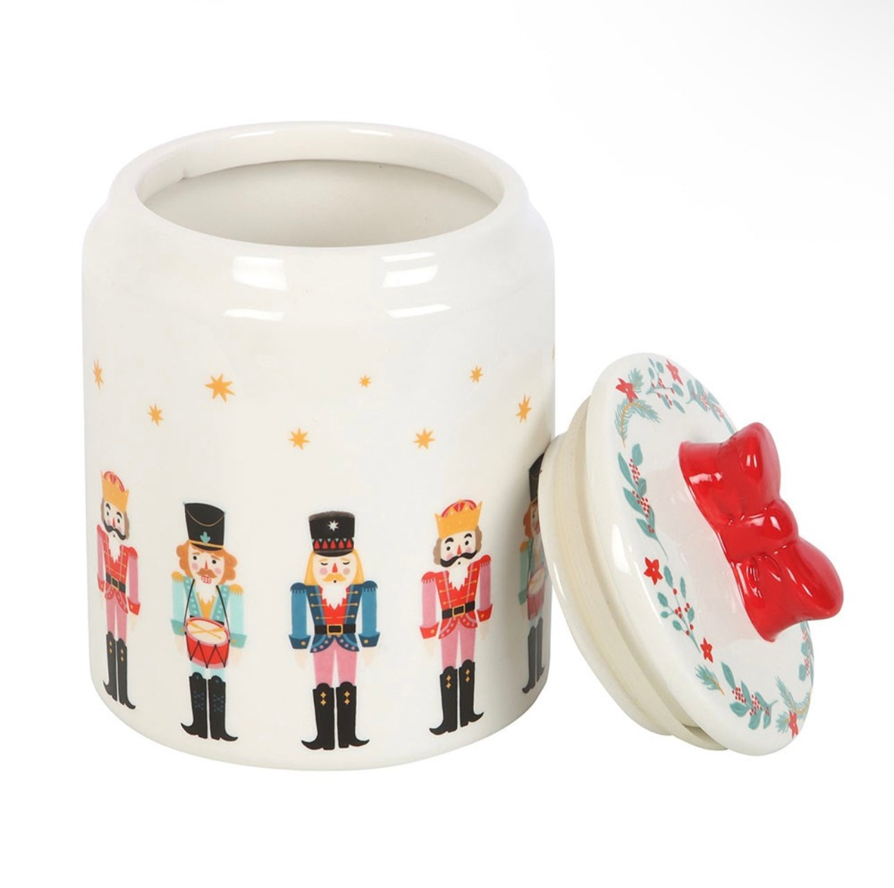 NUTCRACKER STORAGE JAR WITH BOW