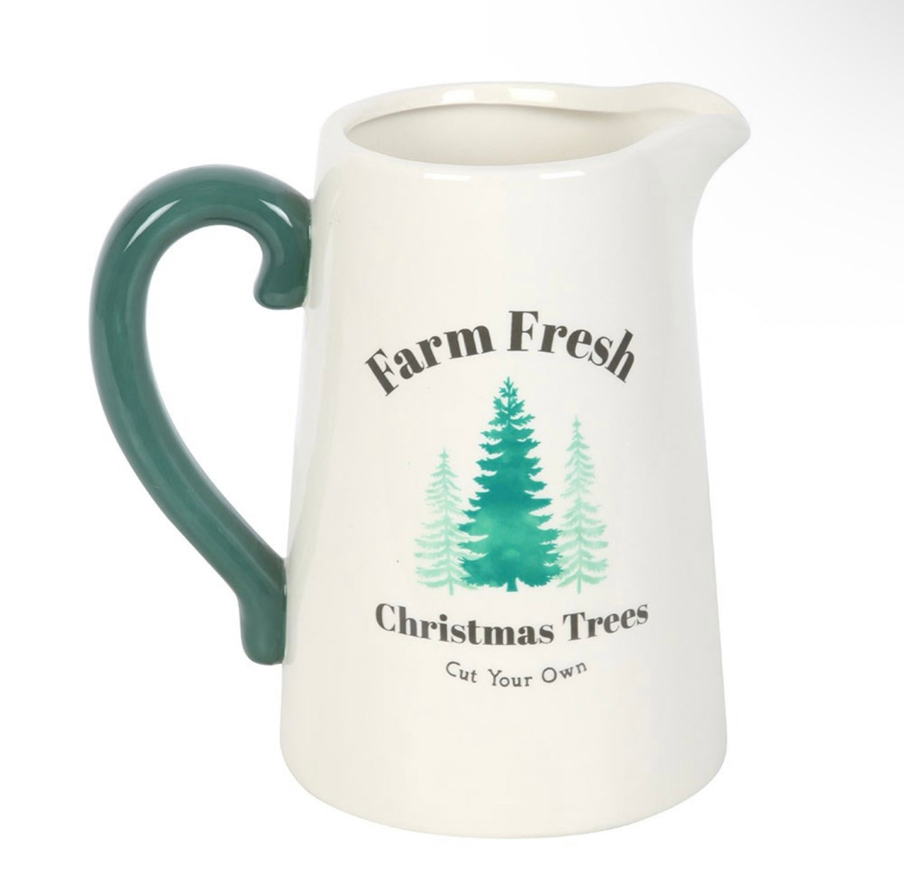 FARM FRESH CHRISTMAS TREES CERAMIC FLOWER JUG