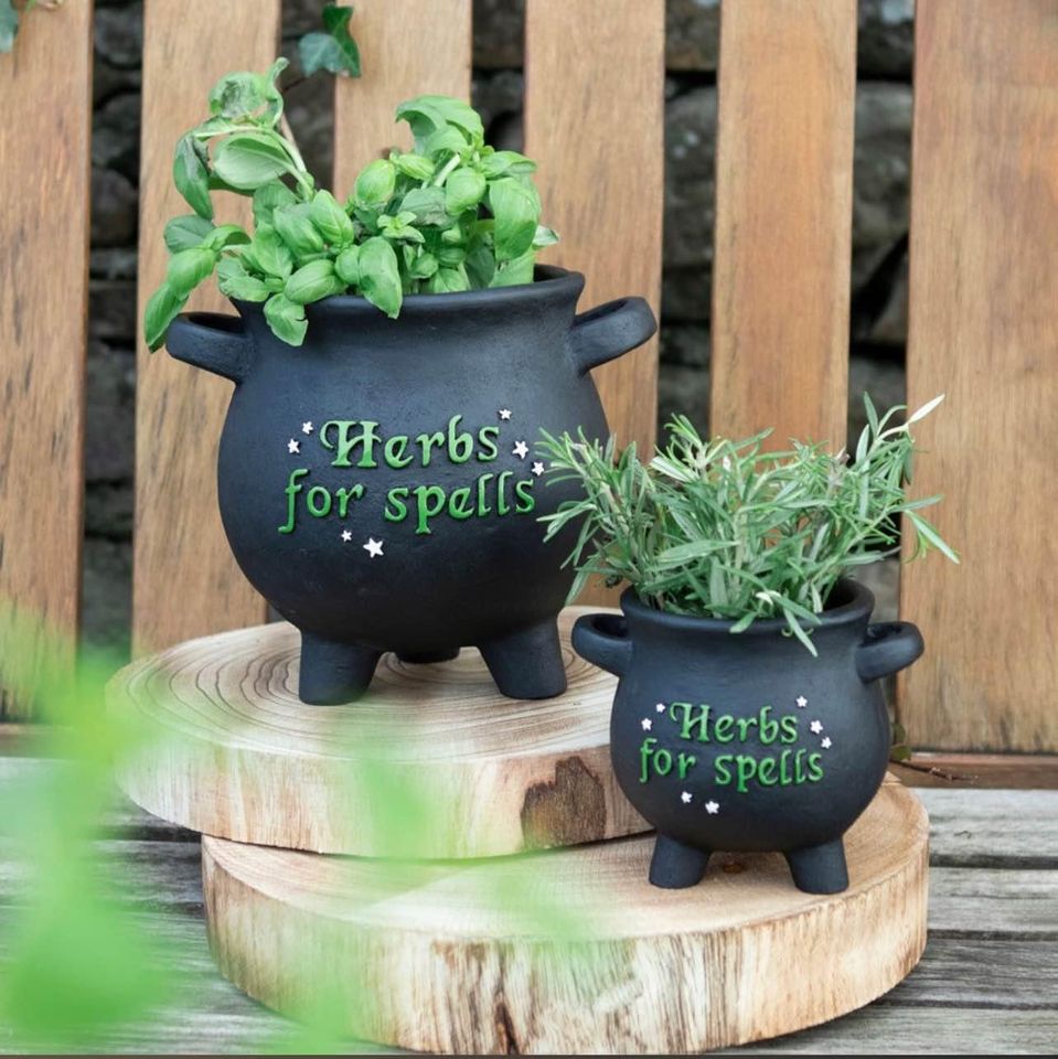 2 Resin Cauldron Shaped Plant/Herb Pots (Halloween)