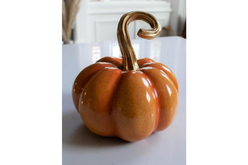 Orange Pumpkin With Gold Long Stem (Halloween)