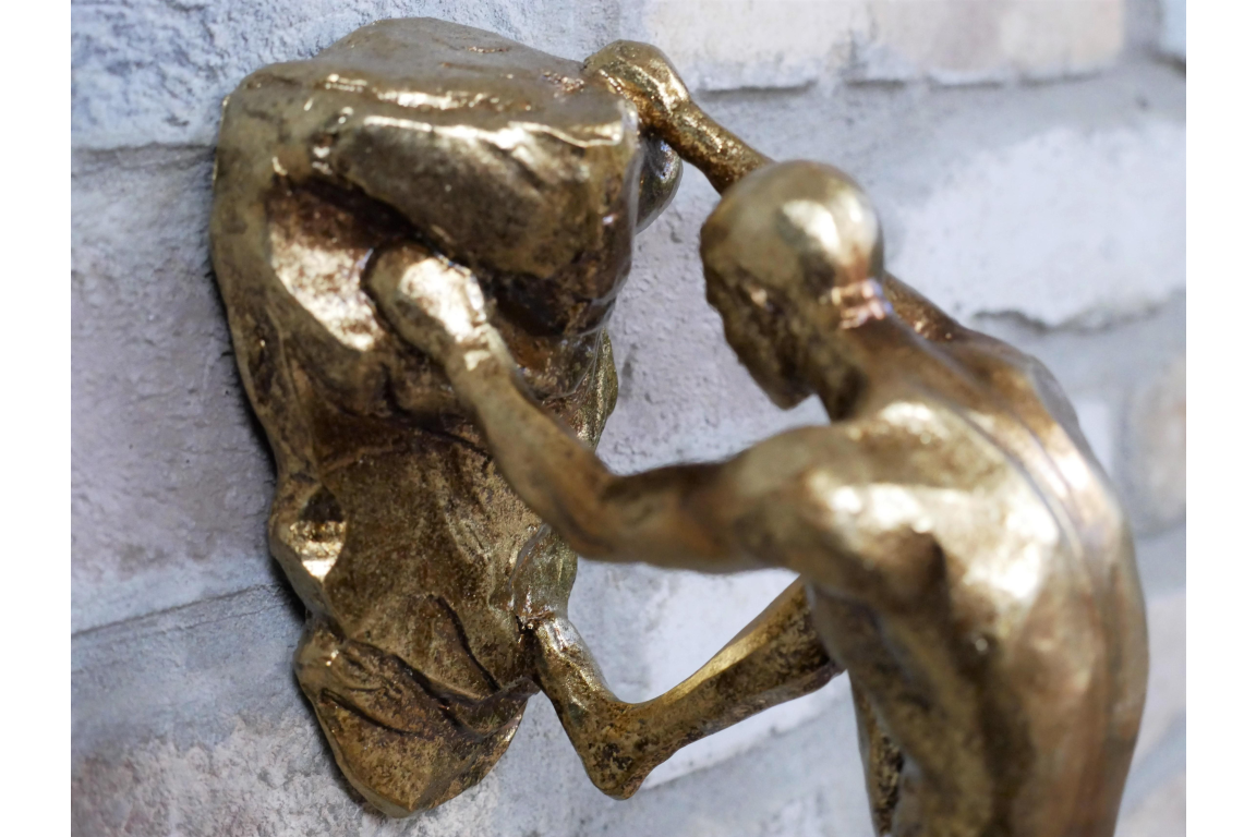 Gold Rock Climbing Man Wall Art Feature
