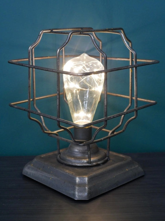 Industrial Rustic Cage Light/Lamp Battery Operated
