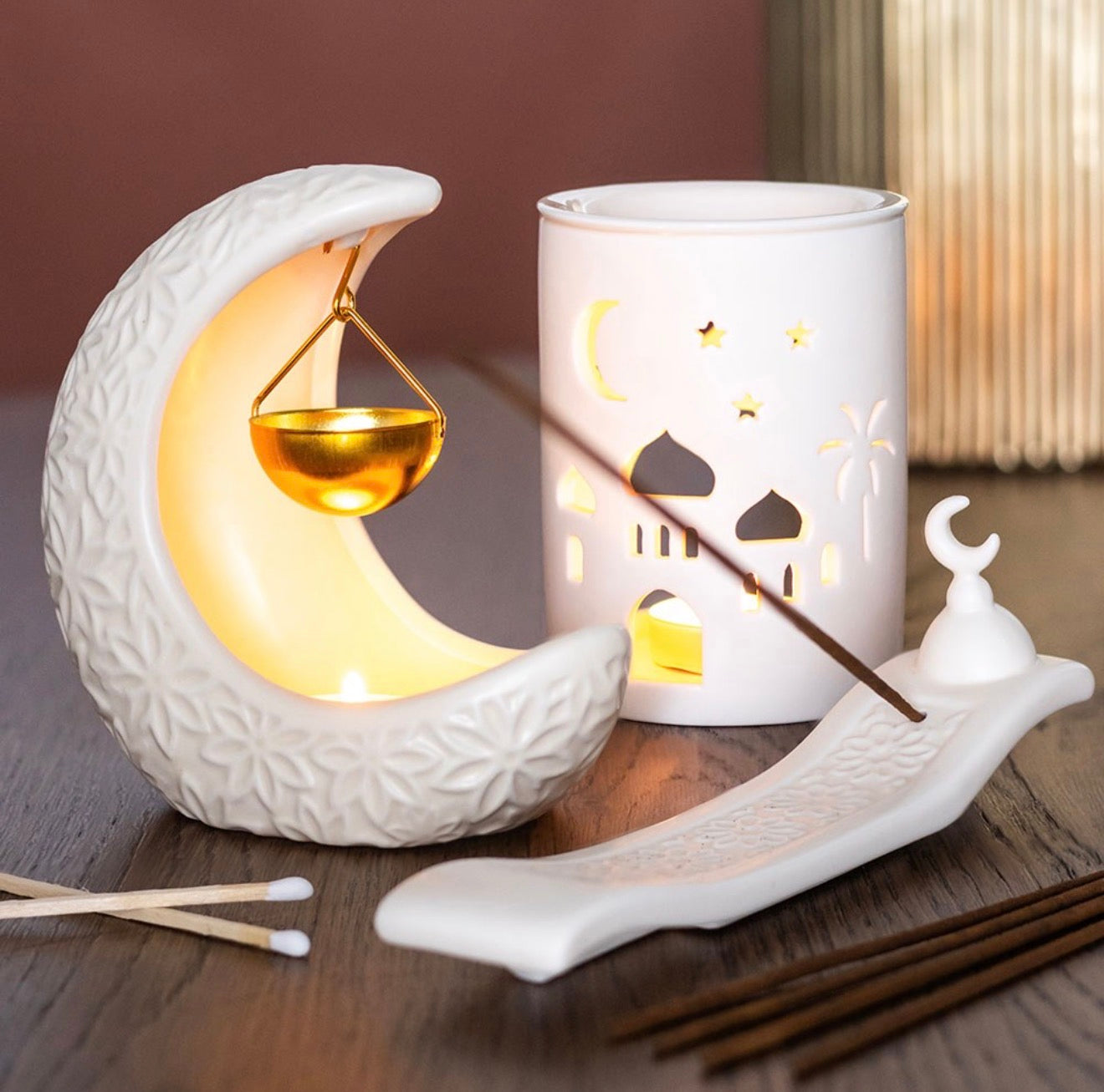GEOMETRIC CRESCENT MOON INCENSE ASH CATCHER