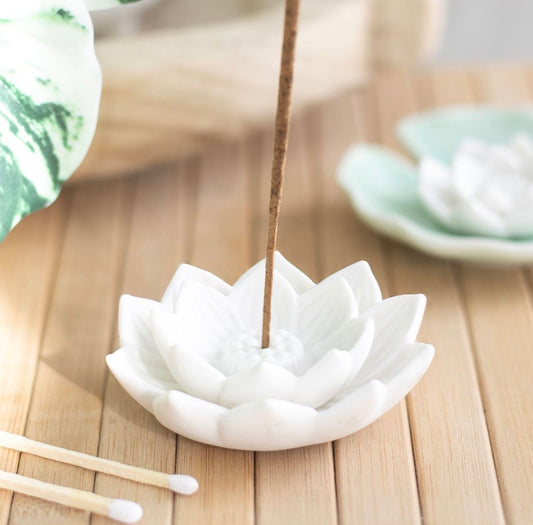 WHITE LOTUS FLOWER INCENSE STICK HOLDER