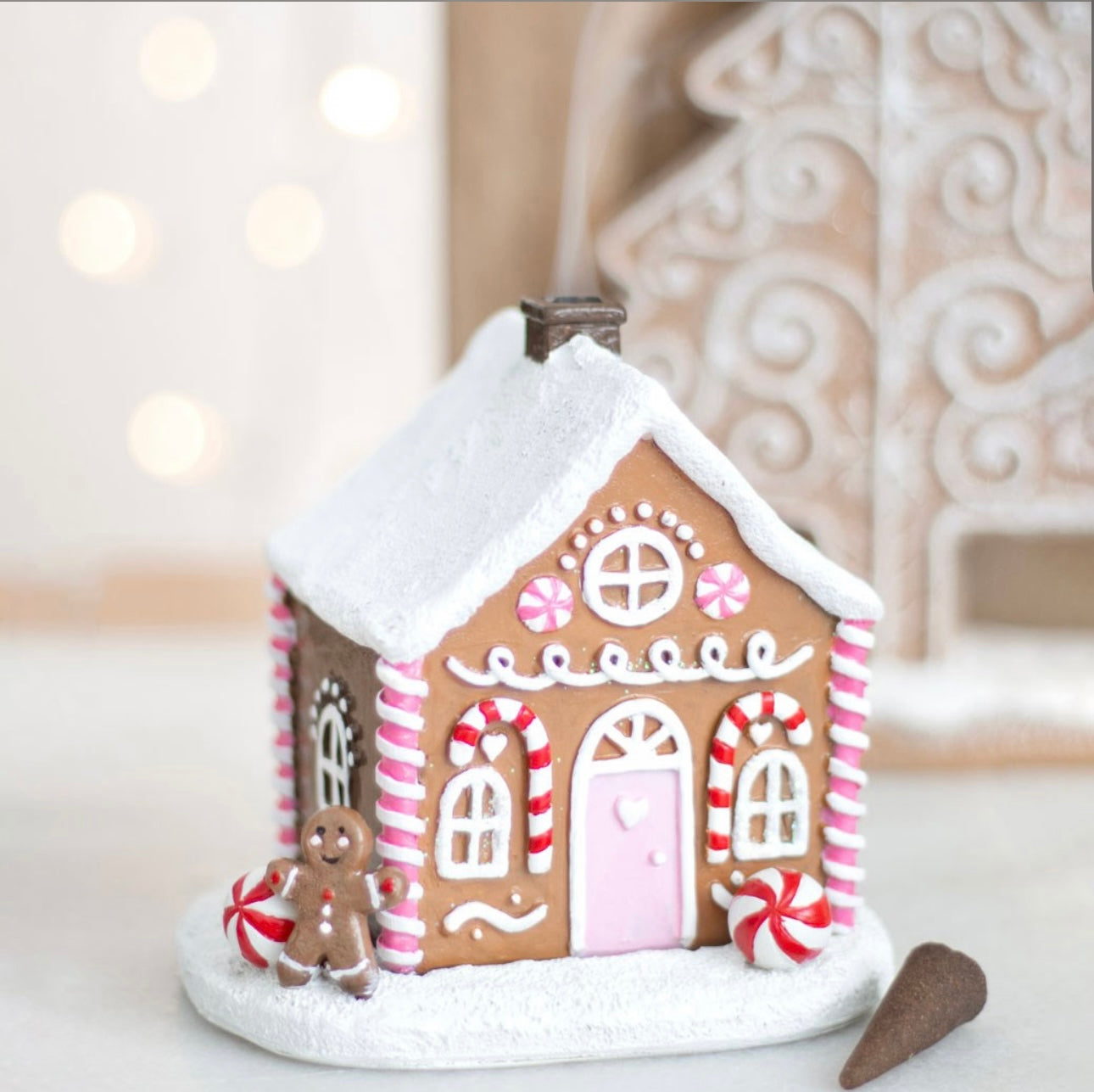 PINK GINGERBREAD HOUSE INCENSE CONE BURNER