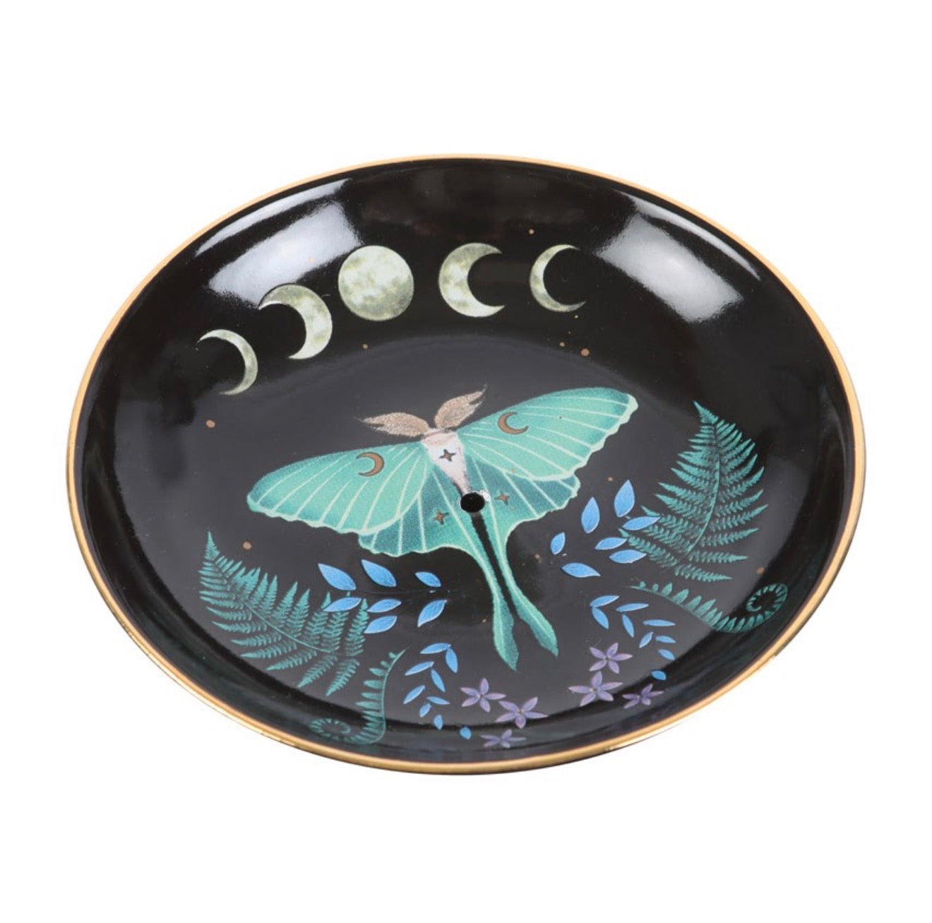 DARK FOREST LUNA MOTH CERAMIC INCENSE PLATE