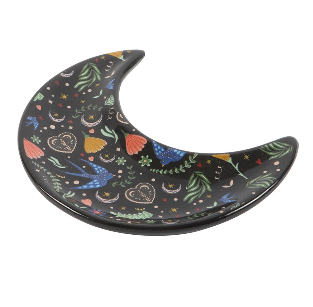 MIDNIGHT BLOOM CRESCENT MOON TRINKET DISH