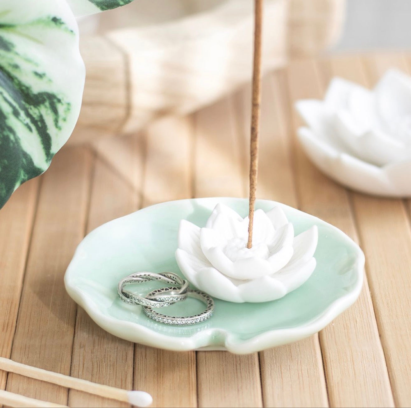 LOTUS FLOWER INCENSE STICK HOLDER AND TRINKET DISH