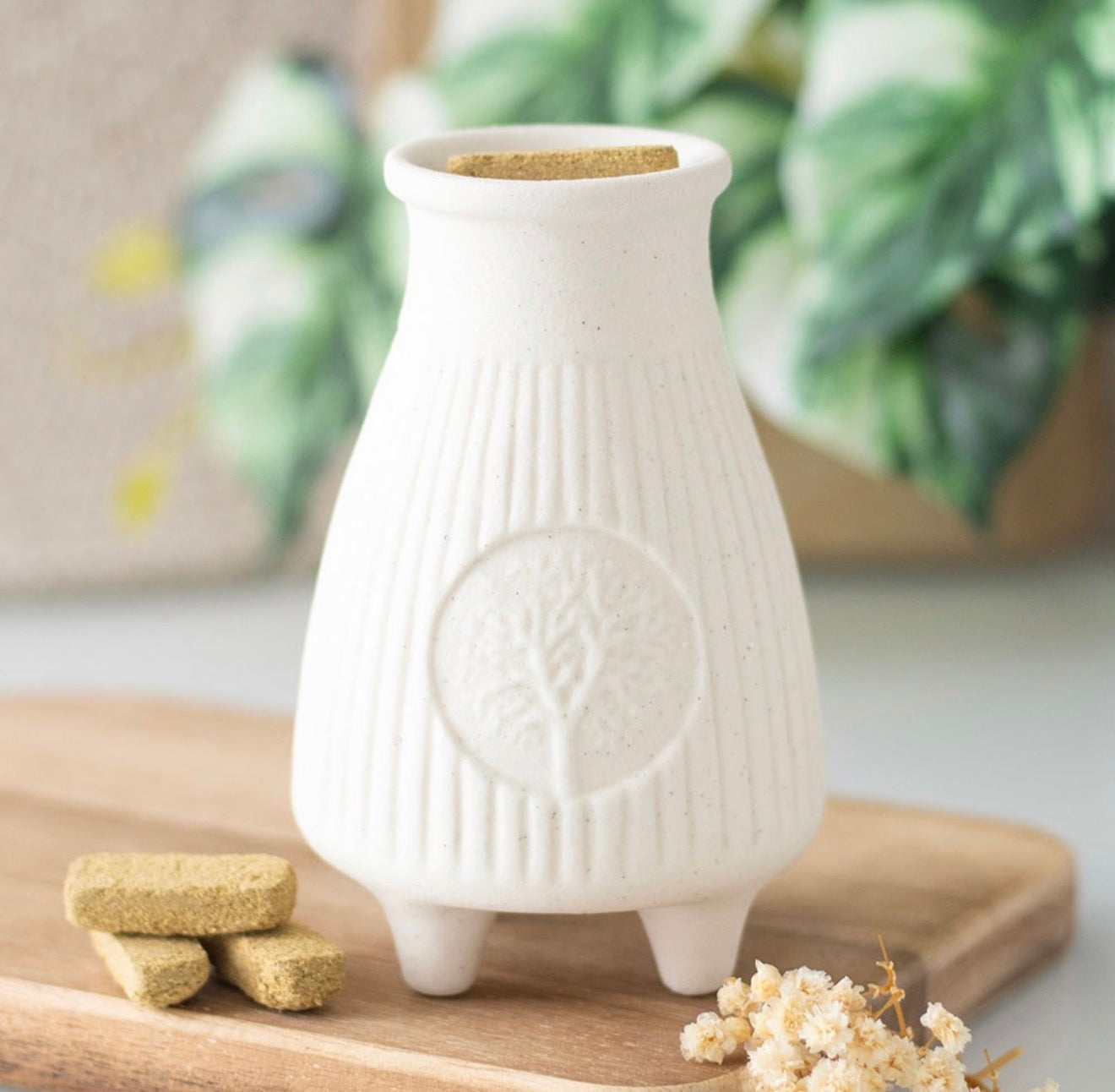 CREAM RIBBED PALO SANTO BRICK BURNER