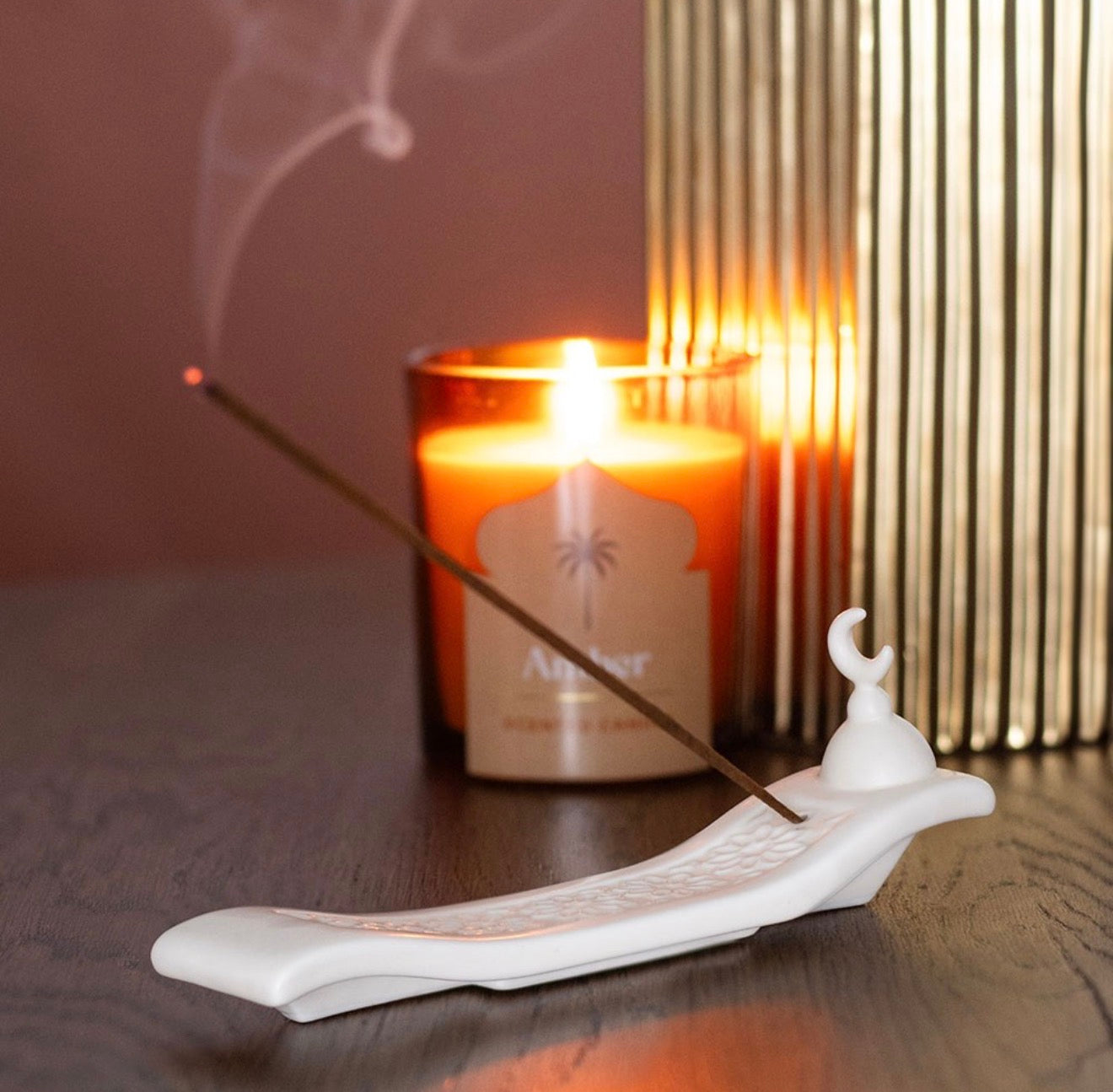 GEOMETRIC CRESCENT MOON INCENSE ASH CATCHER