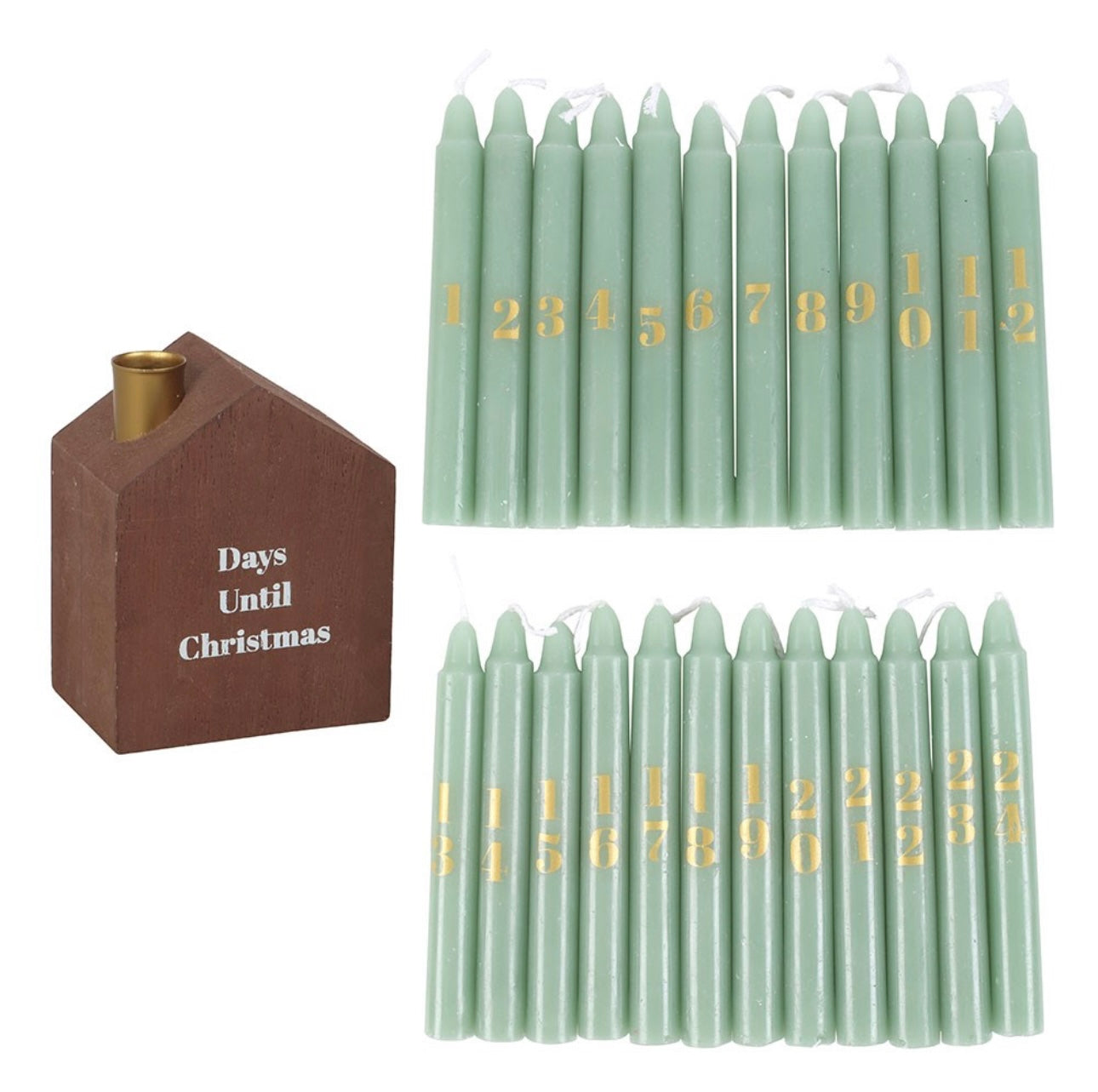 SET OF 24 MINI ADVENT CANDLES WITH HOLDER