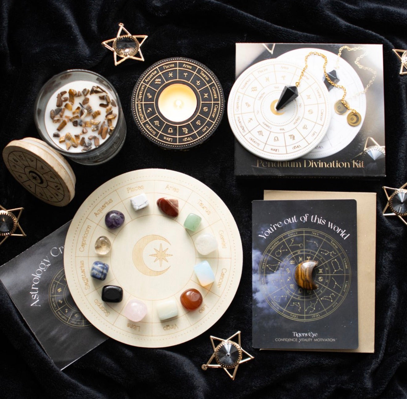 ASTROLOGY WHEEL CRYSTAL GRID SET