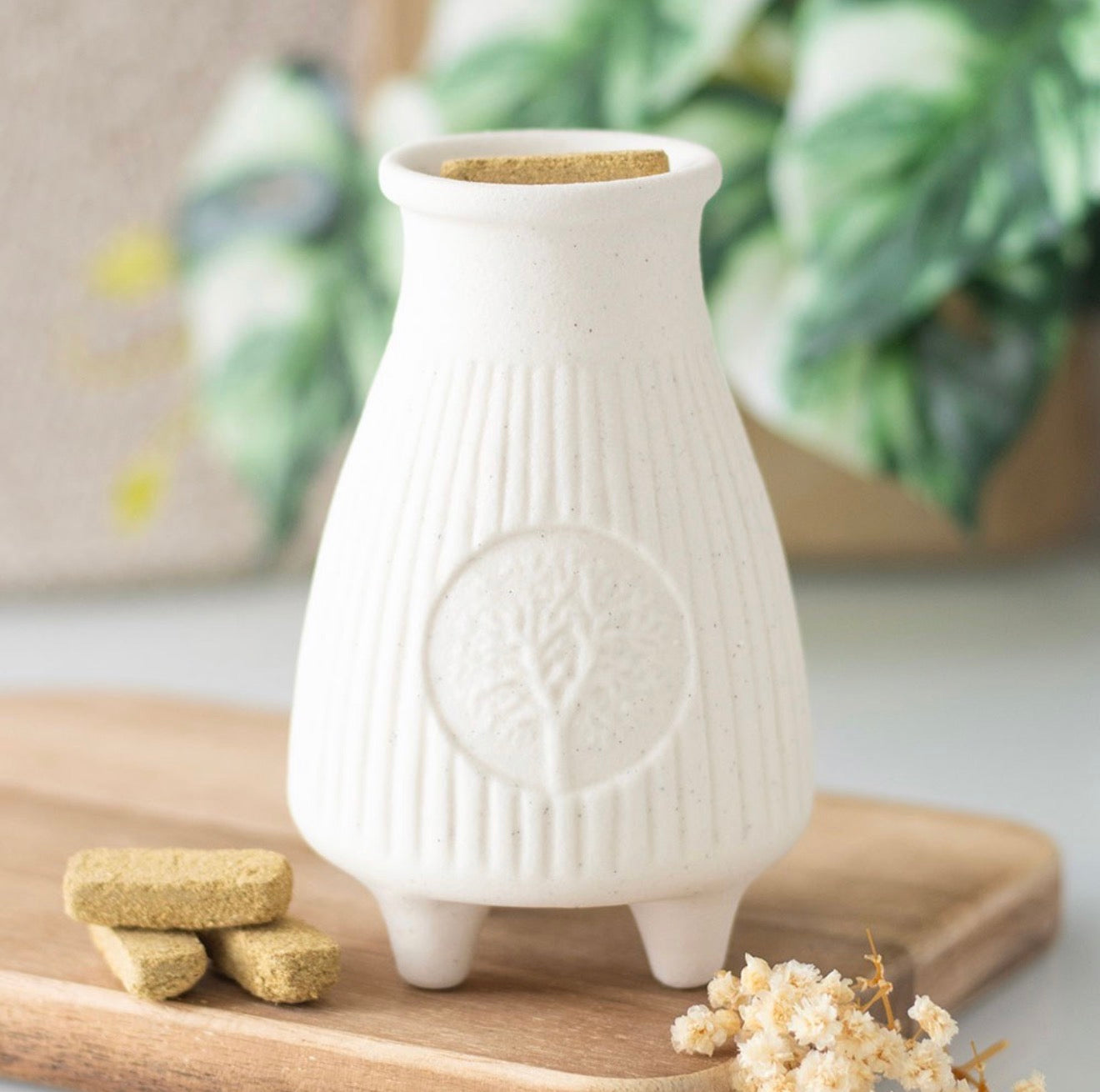 CREAM RIBBED PALO SANTO BRICK BURNER