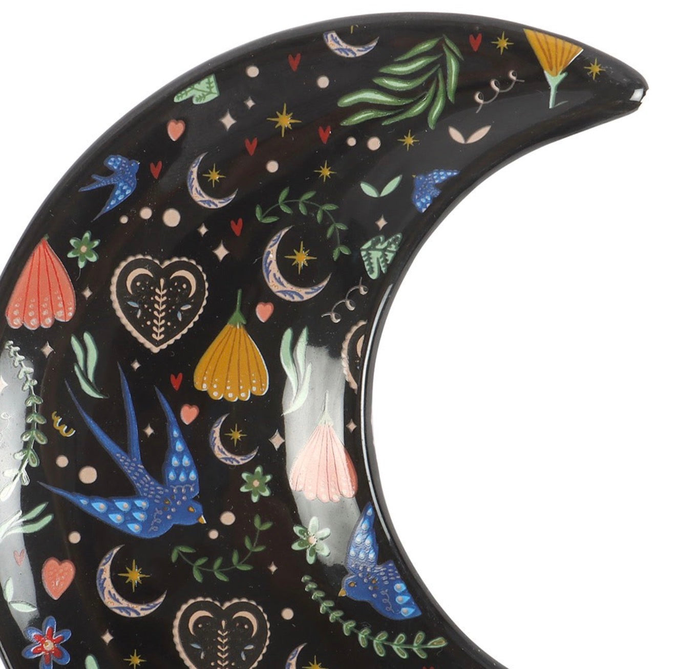 MIDNIGHT BLOOM CRESCENT MOON TRINKET DISH