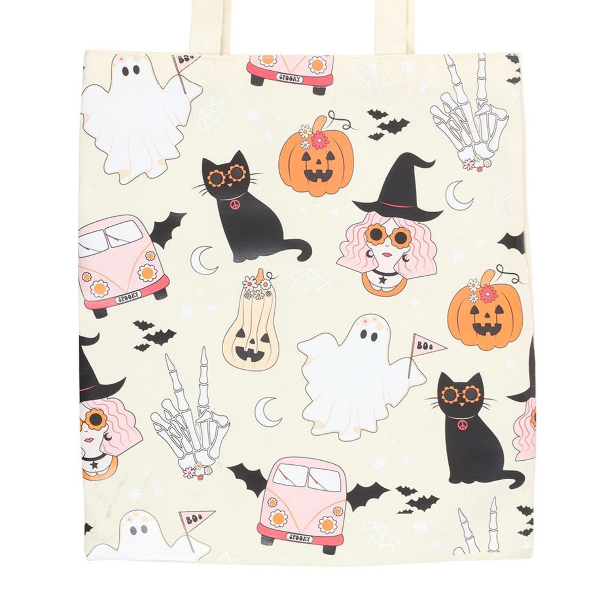 GROOVY GHOST PRINT POLYCOTTON TOTE BAG