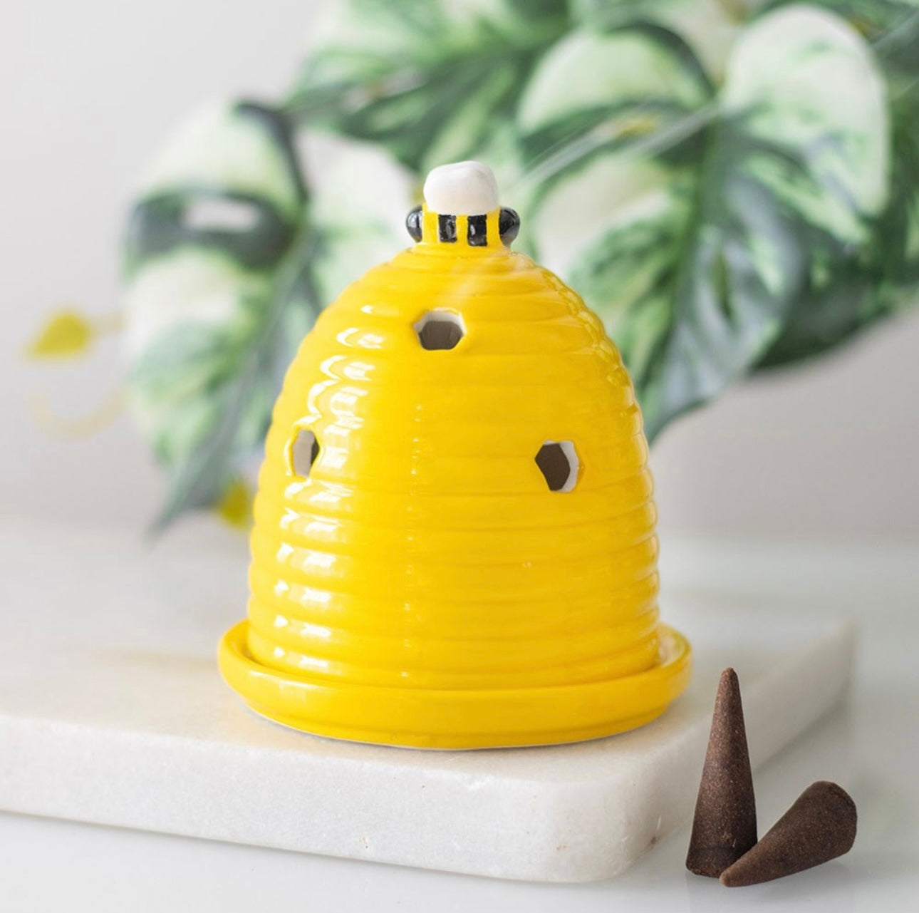 YELLOW BEEHIVE INCENSE CONE HOLDER