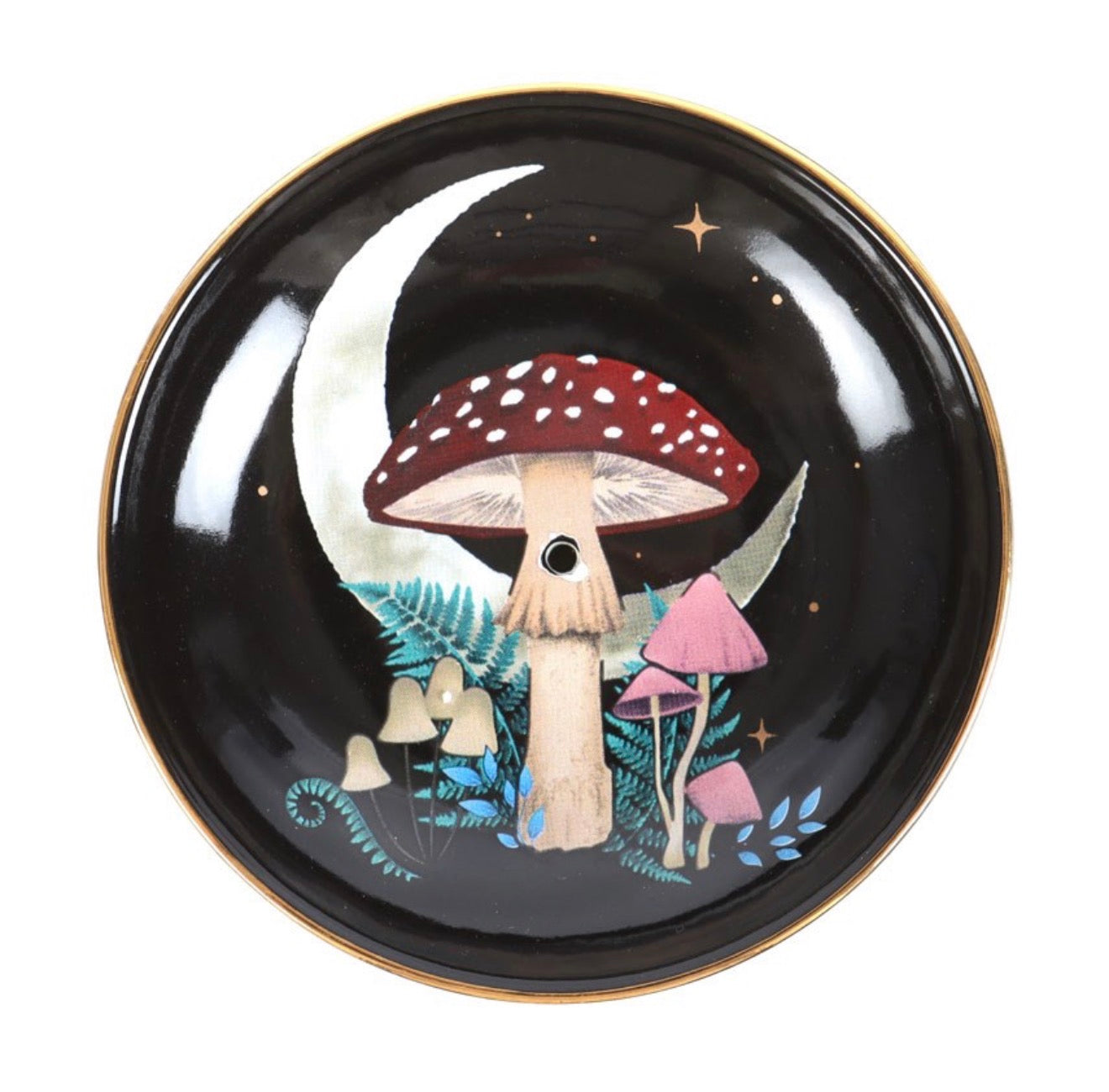 DARK FOREST MUSHROOM CERAMIC INCENSE PLATE