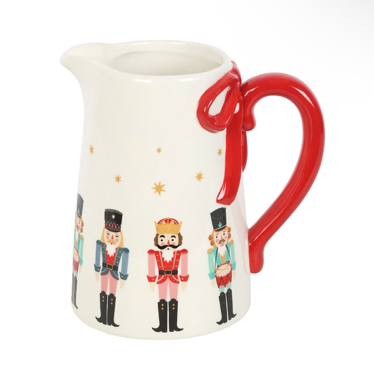 Nutcracker Ceramic Flower Jug With Red Bow
