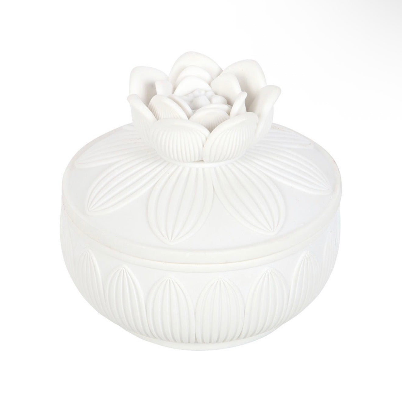 WHITE LOTUS FLOWER TRINKET BOX