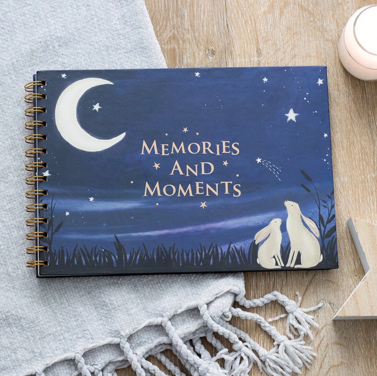 LOOK AT THE STARS MOON GAZING HARE BABY MEMORY BOOK