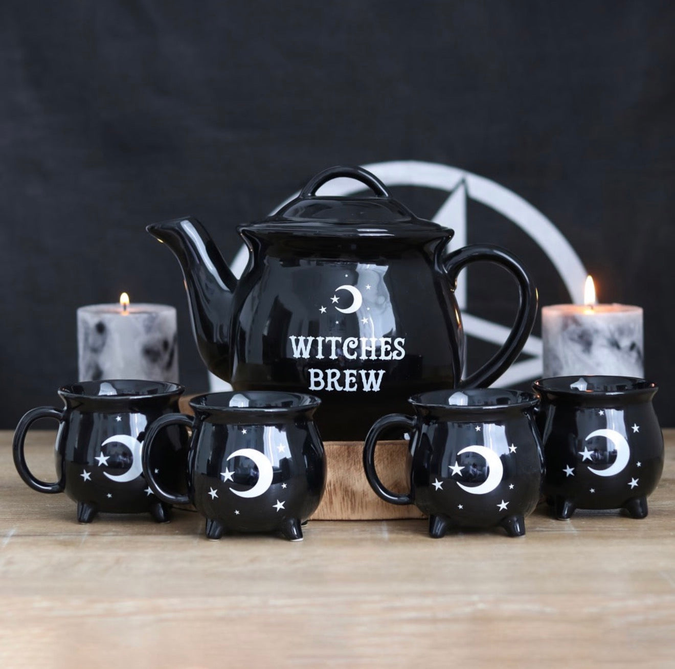 WITCHES BREW CERAMIC CAULDRON TEA SET
