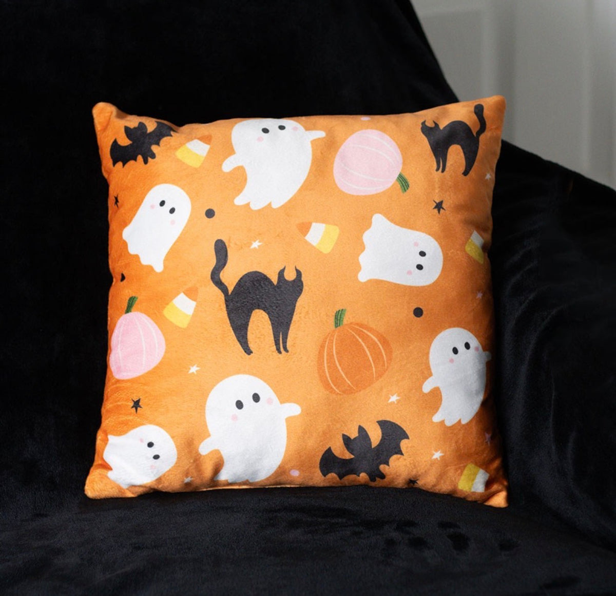 SQUARE SWEET AND SPOOKY GHOST PRINT CUSHION