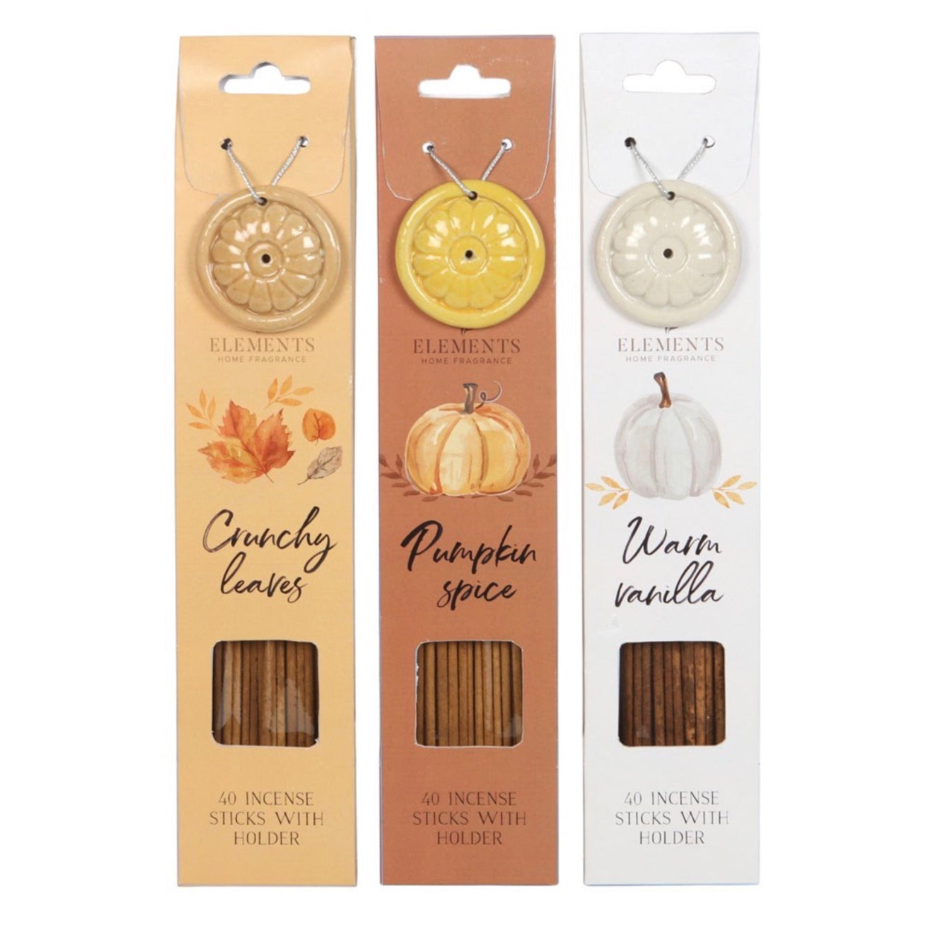SET OF 3 AUTUMN ACCENTS INCENSE STICKS WITH HOLDERS