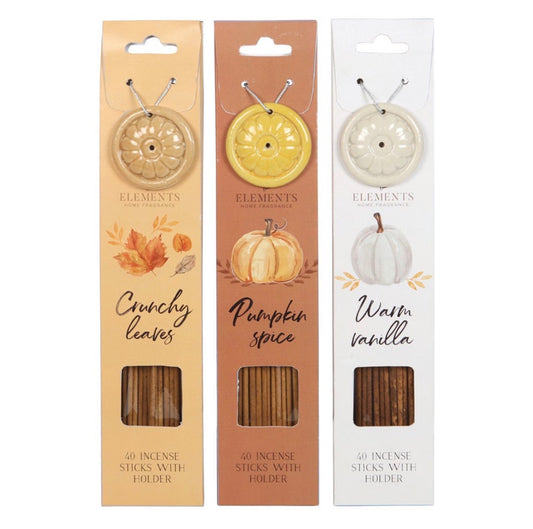 SET OF 3 AUTUMN ACCENTS INCENSE STICKS WITH HOLDERS