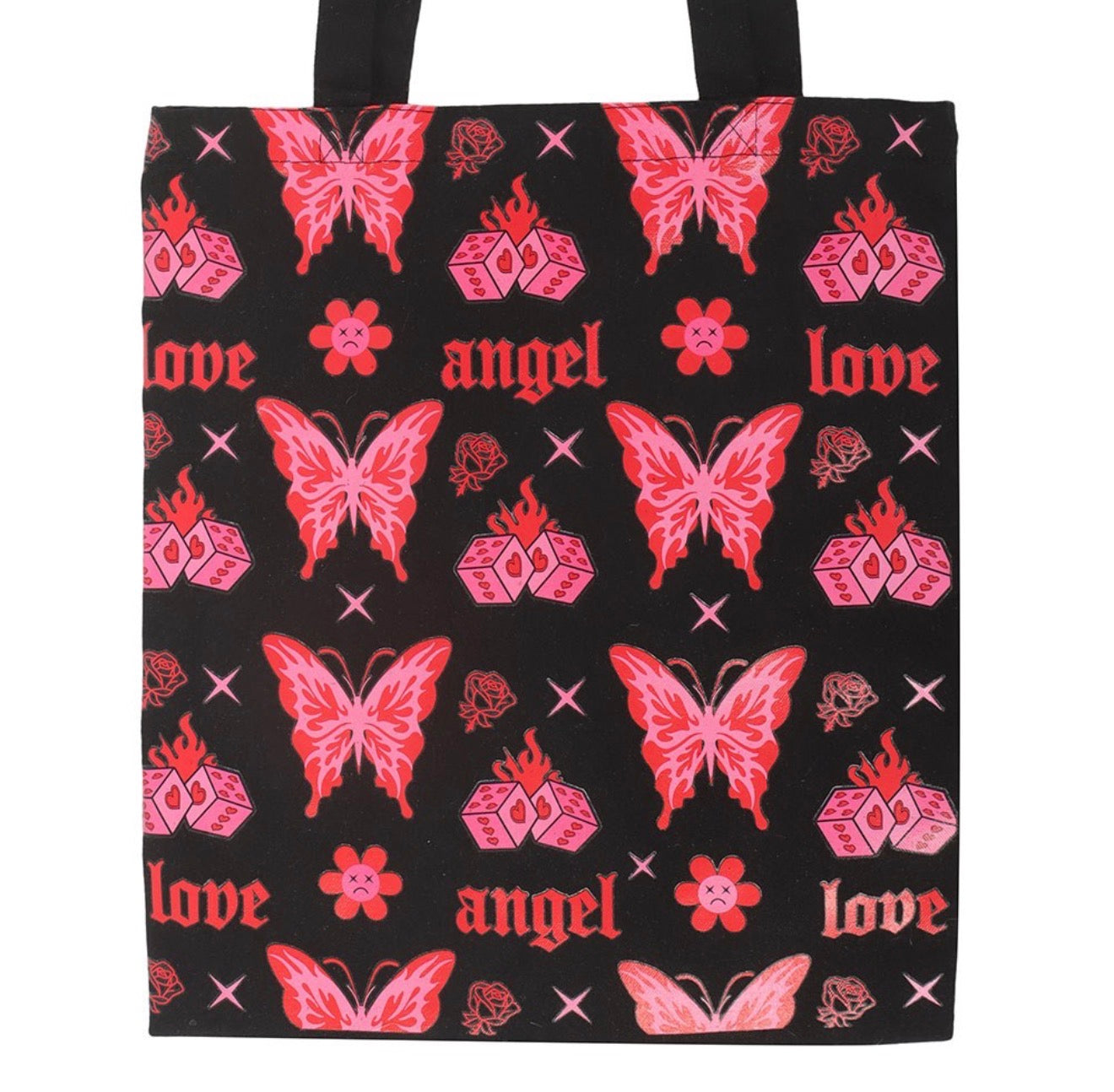 FLAMING BUTTERFLY PRINT POLYCOTTON TOTE BAG