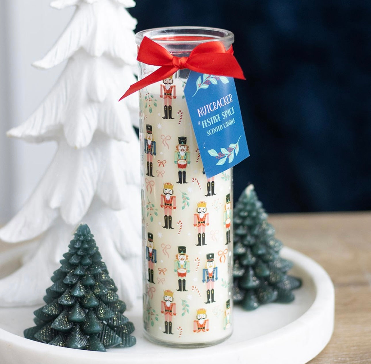 NUTCRACKER PRINT FESTIVE SPICE TUBE CANDLE
