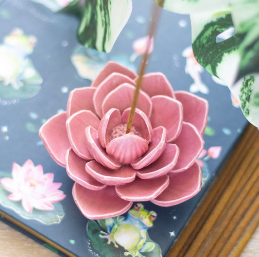PINK WATER LILY INCENSE STICK HOLDER