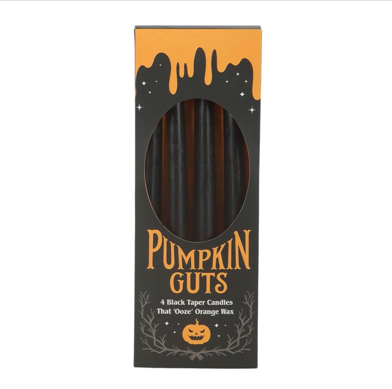 SET OF 4 PUMPKIN GUTS OOZING TAPER CANDLES