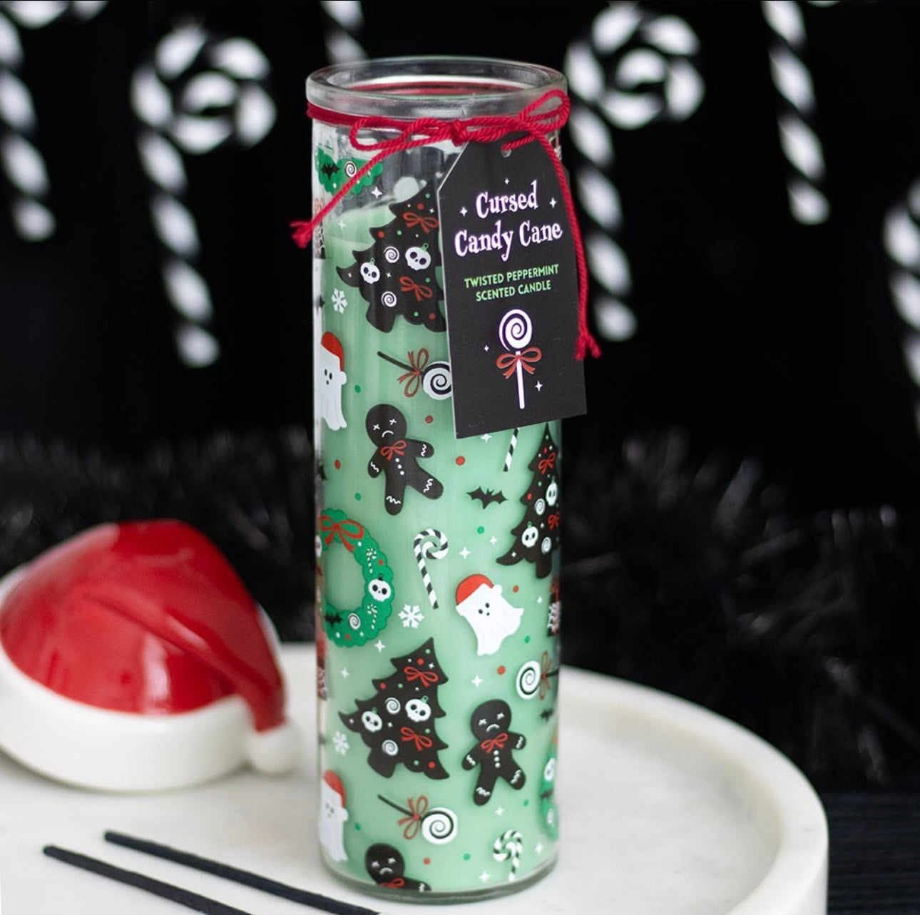 MERRY CREEPMAS CURSED CANDY CANE TUBE CANDLE