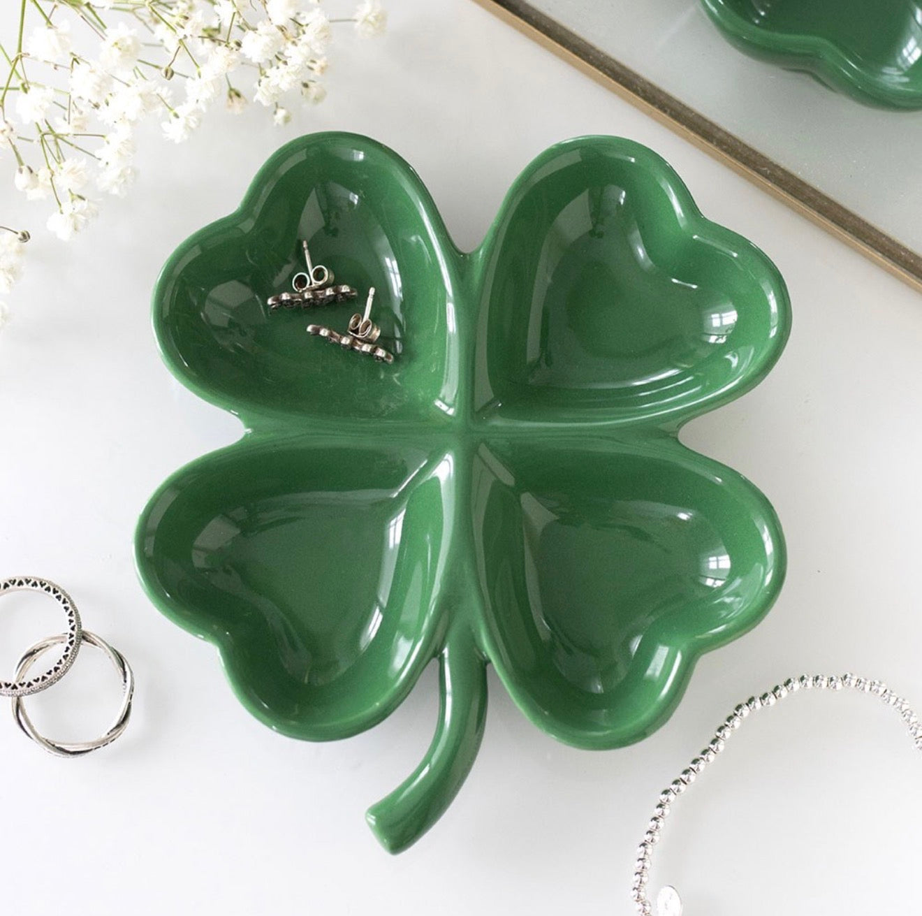 FOUR-LEAF CLOVER TRINKET DISH TRAY