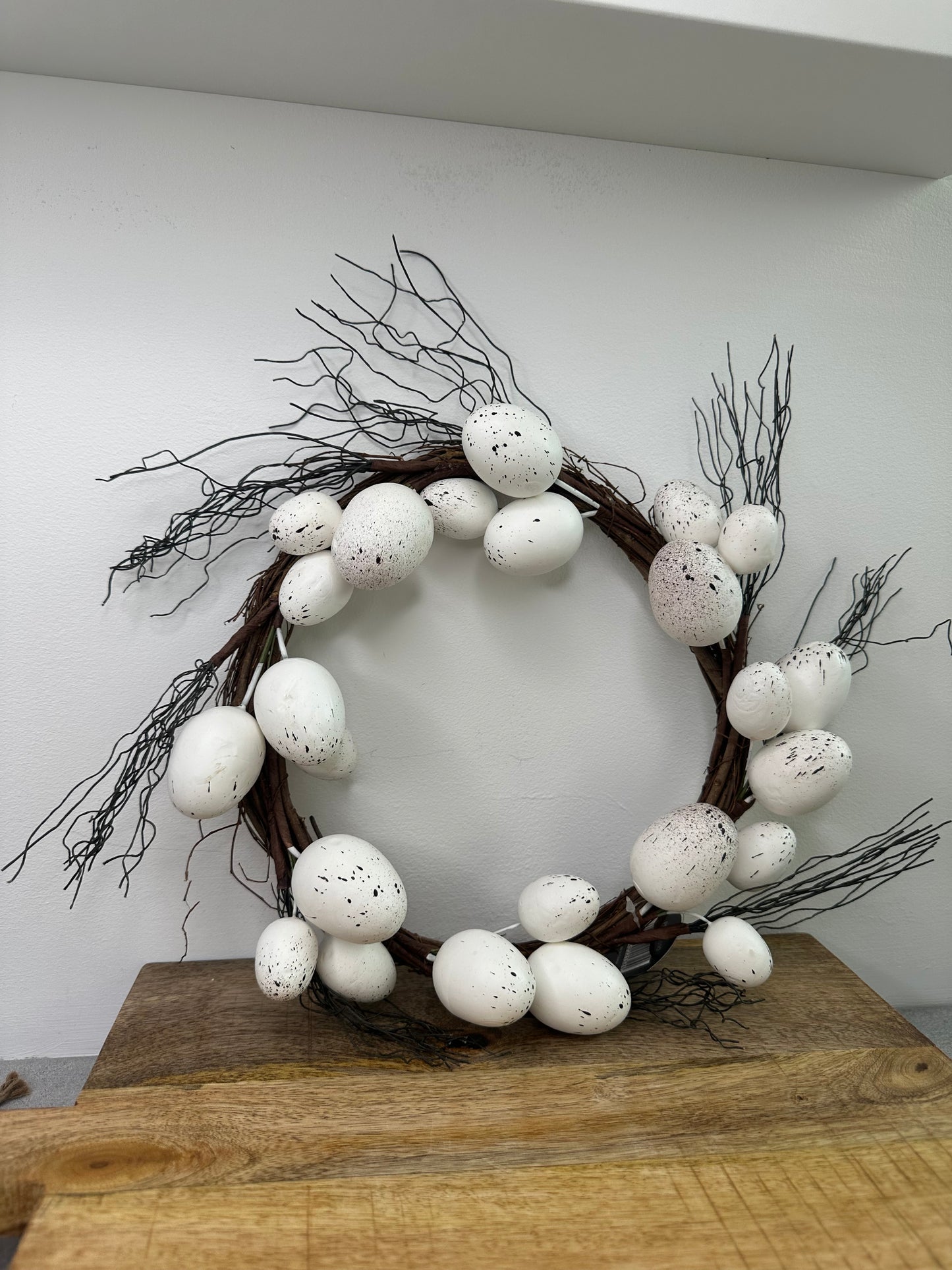 WHITE EASTER EGG WREATH, 36CM