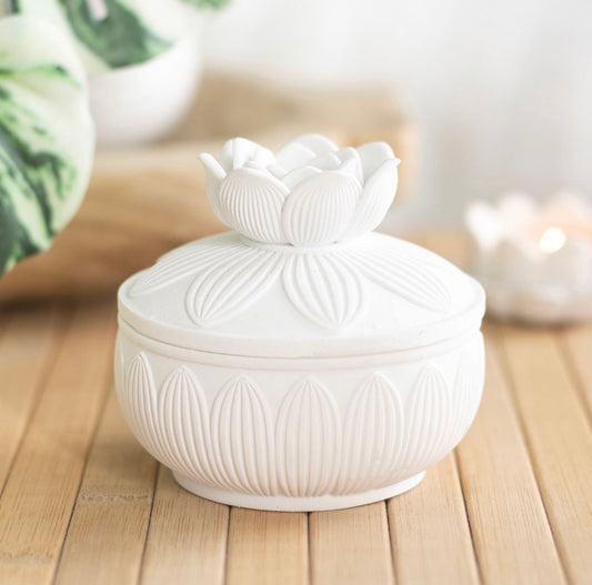WHITE LOTUS FLOWER TRINKET BOX