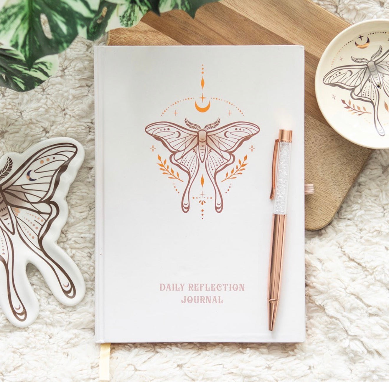 LUNA MOTH DAILY REFLECTION JOURNAL WITH QUARTZ PEN