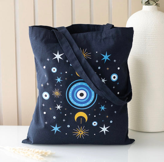 ALL SEEING EYE/EVIL EYE POLYCOTTON TOTE BAG