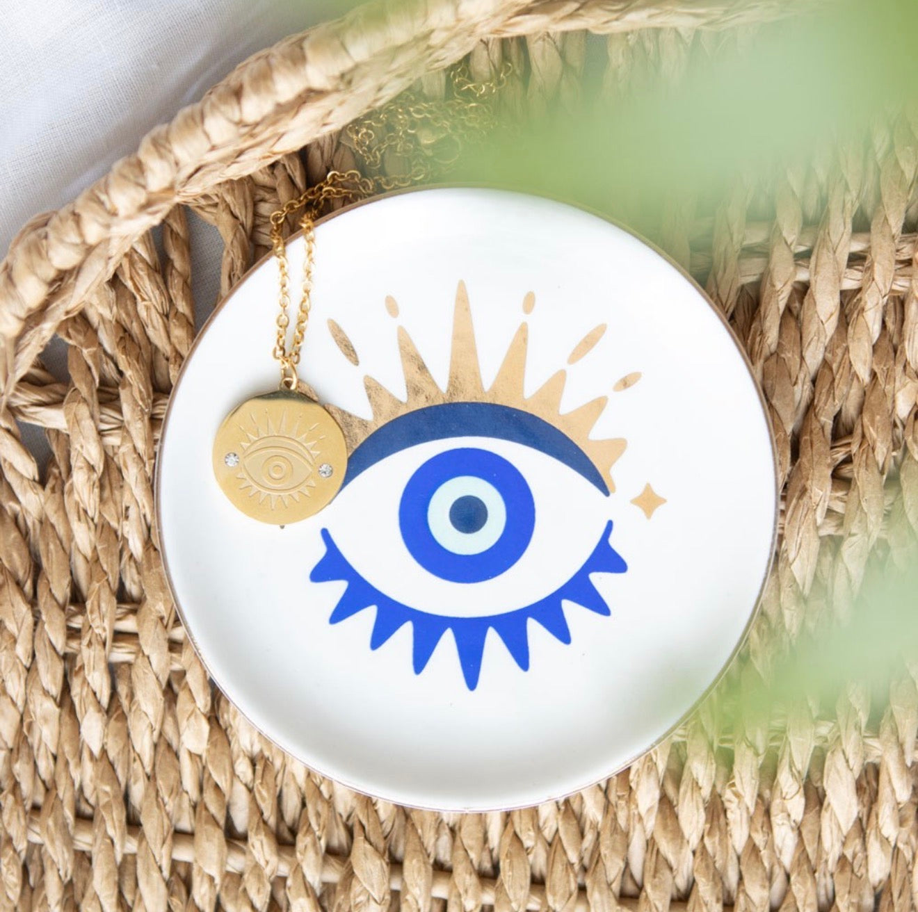 ALL SEEING EYE/EVIL EYE NECKLACE & DISH GIFT SET