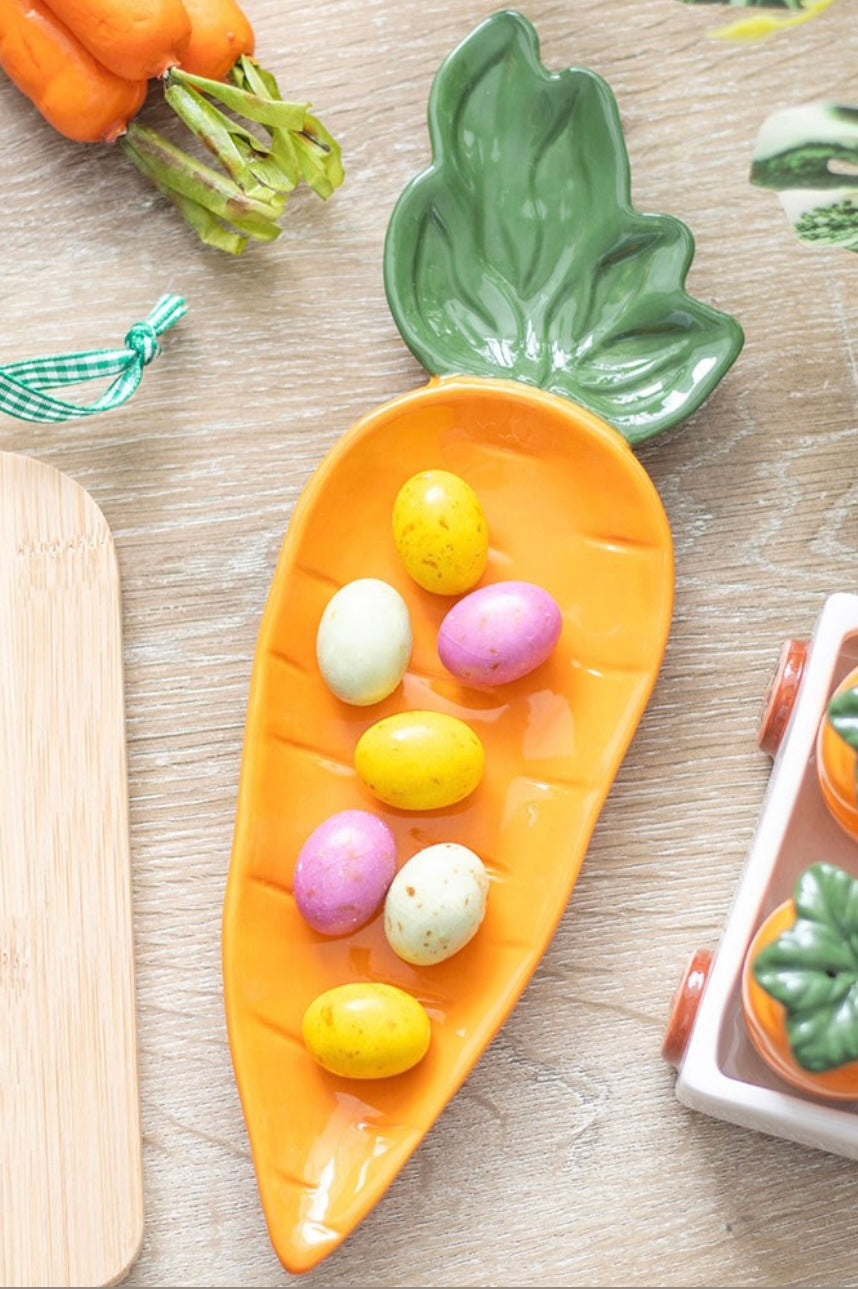 CARROT SHAPED SERVING DISH EASTER DECOR