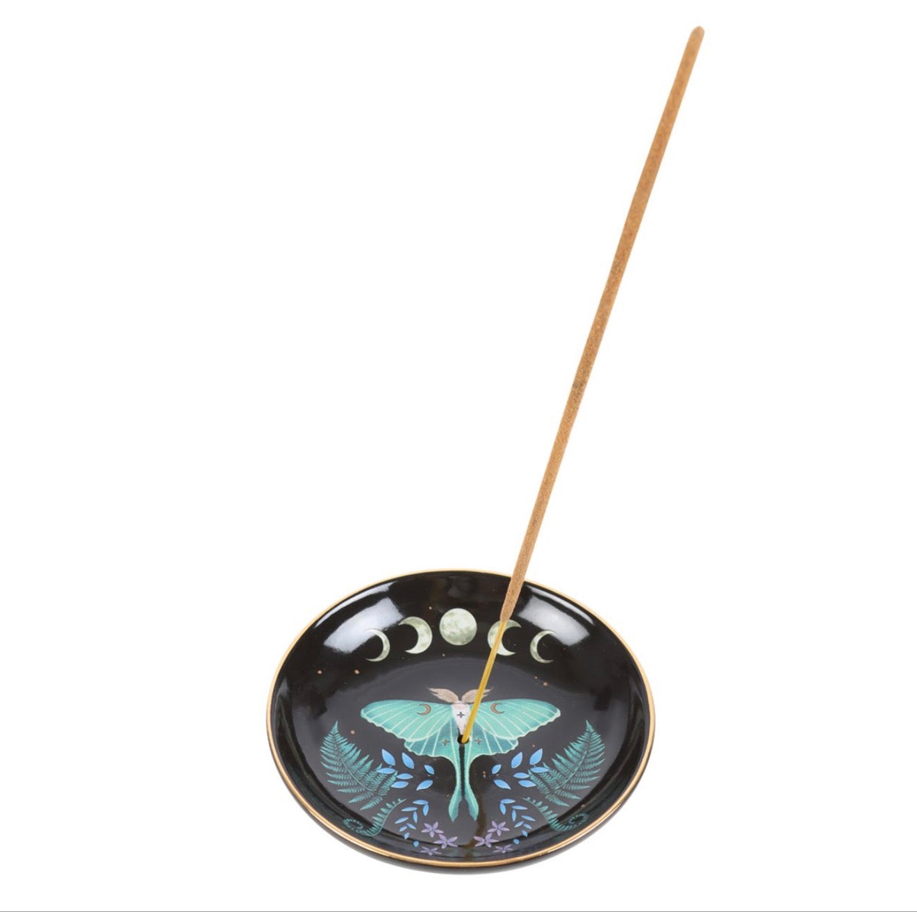 DARK FOREST LUNA MOTH CERAMIC INCENSE PLATE